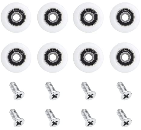 Lot de 8 roulettes de porte de douche de 23 mm en bas pour porte de douche coulissante en verre pour cabine de douche, porte en verre de salle de bain