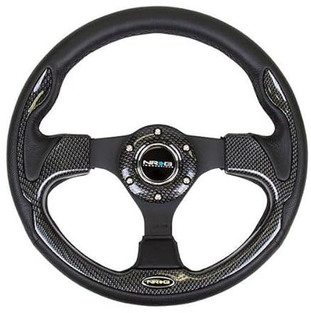 NRG Innovations NRG-RST-001CBL Verstärktes Lenkrad, 320 mm, Sportlenkrad mit Karbonfaser-Optik