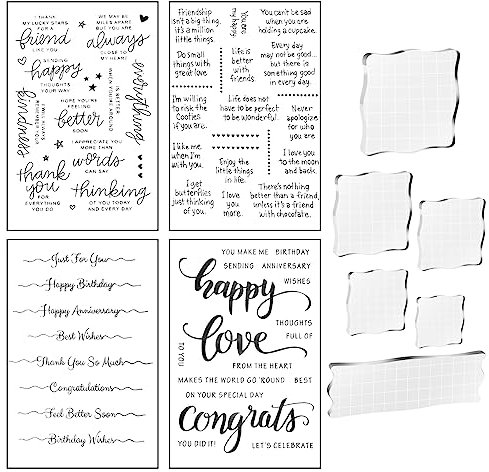 MAOQYE 10-teiliges Acryl-Stempelblöcke, Werkzeug-Set enthält 6 Stempelblöcke, Acryl-Stempelblock, 4 transparente Silikon-Stempeldichtungen für Kinder, Scrapbooking, Basteln, Kartenherstellung