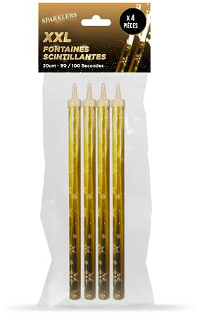 SPARKLERS CLUB Fontaines à Gateaux Scintillantes XXL 24cm - Lot de 4 - durée 90/100 Secondes pour Gateaux et Bouteilles de Champagne, Bougie lumineuse d'ambiance pour anniversaire - Catégorie F1