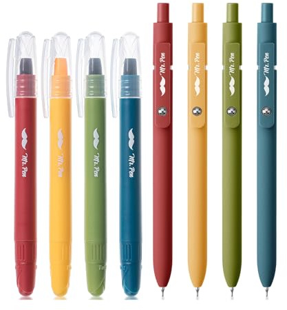 Mr. Pen - Kit de 8 unidades: Resaltadores y bolígrafos de la Biblia sin sangrar, pastel, resaltadores de gel, bolígrafos de la Biblia que no se traspasan