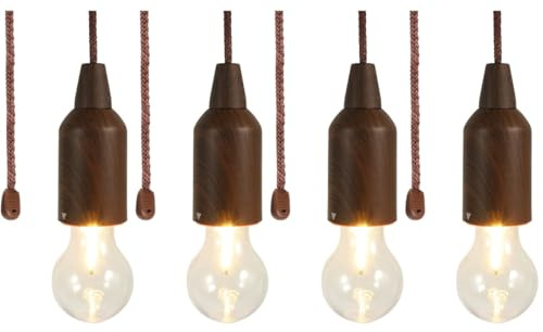 Kisangel 4 Stück Licht Ziehen Batteriebetriebene Glühbirnen Vintage Campinglampe Led-glühbirne Retro-glühbirne Atmosphäre Birnenlicht Zieht Seil Led-lampe Zehn Licht Die Zelt Abs