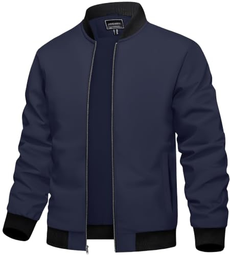 TACVASEN Veste Imperméable Homme Printemps Eté Loisirs Blousons Homme avec Plusieurs Poches Bleu Marine L