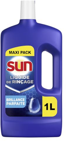Sun Liquide de Rinçage Lave-Vaisselle Brillance parfaite - 1L - 2x plus de brillance - prévient les dépôts de calcaire sur la vaisselle