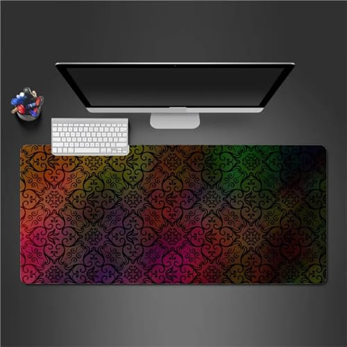 QiHon Gaming Mauspad XXL Schwarzes Muster Großes Mauspad Schreibtischauflage mit Vernähte Kanten Einer speziellen Oberfläche verbessert Geschwindigkeit und Präzision 1000x500x3mm
