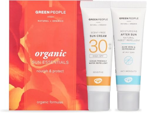 Green People Crema Solar Orgánica en Pack de Viaje, 2x30ml | Mini Set SPF30 + After Sun con Repelente de Insectos, No Daña los Arrecifes, Protección Solar de Amplio Espectro