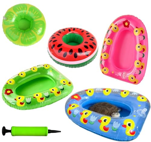 FORZENA 6PC Beard Dragon Pool Floating Toys with Inflatable Reptile Bathing Swimming Bath Hub Float Ring for Turtle Lizard Cage Accessories Photo Shoot Toy (6PC)