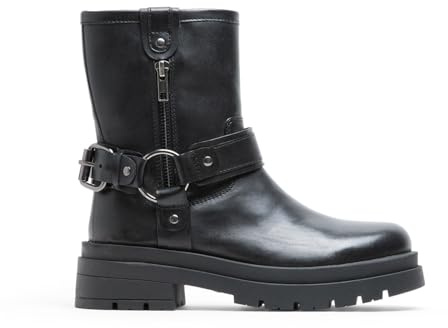 Porronet Botines Track De Piel Negros con Cremallera Nasya