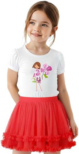 GroYolan Falda de Tutú para Niñas, Suave Falda de Tul para Niñas y Bebé, 2 Capas Falda Tutu con Forro, Volantes Princesa Faldas Fiesta Ballet Danza Carnaval Cosplay 1-10 Años