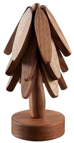 Dessous de Plat en Bois pour Plats Chauds, Dessous de Plat en Forme d'arbre, Tapis Anti-brûlure, Tapis de Table en Bois, Dessous de Plat pour casseroles et poêles Chaudes, 3 Dessous de Plat en Bois