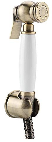 Antique Brass Bidet Sprayer for Toilet with Cloth Diaper Washer Set Wall Mounted Hand Held Bidet Spray Kit for Pet Bath and Bathroom Cold Water Shower Hose Included