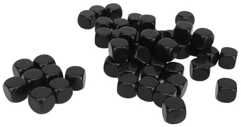 Gernie 50 Pezzi Dadi Vuoti da 16 Mm, Dadi e Neri a Sei Facce in Acrilico con Superficie Liscia, Dadi Fai-da-te Personalizzabili per Giochi, Feste, Divertimento, Adesivi