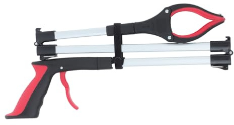 Healeved Pinza Larga Plegable Mango Largo y Diseño Ergonómico Fabricada en Aleación de Aluminio y Pp para Recogida de Basura para Uso Interior y Exterior