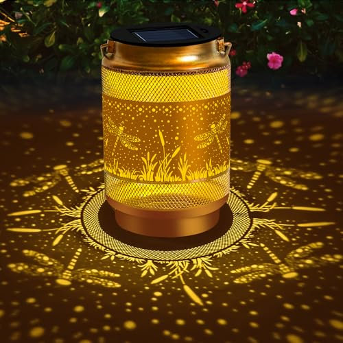 Dragonfly Solar Lanterns Outdoor Waterproof,Hanging Solar Lights Dragonfly Garden Decor,Decorative Lanterns for Yard Lawn Porch Patio Pathway Tabletop,Christmas Decorations Gift for Women Grandma Mom