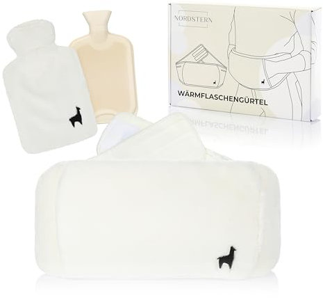 Nordstern Wärmflaschengürtel - Wärmflasche mit flauschigen Extra-Bezug - Perioden Wärmegürtel zum umbinden - Extra lang 130 cm für Rücken, Bauch und Nacken
