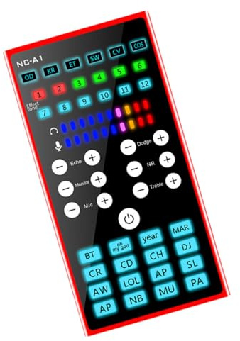 DOITOOL Carte Son Portable Réverbération Bruit pour Téléphone et Ordinateur, Changeur de Voix Mixeur Audio Métal Rouge pour Direct