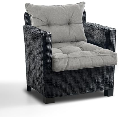 Best Wool Lounge Kissen für Rattan Gartenmöbel Set - Loungekissen für Stuhl - Hochwertiges Polypropylen - Inkl. Sitzkissen 60x60 + Rückenlehne 60x40