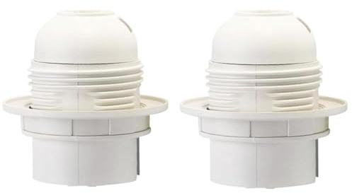 GIONAR 2 Pcs E27 Lamp Holder, E27 Bulb Holder, E27 Light Fitting, E27 Screw Ceiling Rose, Plastic White