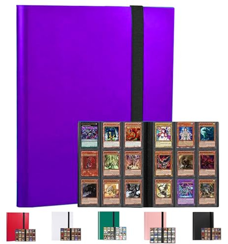 9-Pocket Trading Card Binder, Multiple Pocket Trading Card Album With Straps, 360 Side-Loading Pockets, Durable PU Album for Sports Cards，MTG, Pokemon, Yu-Gi-Oh, Football (Purple)