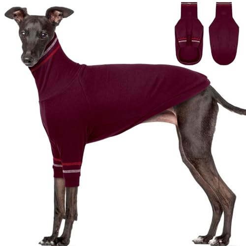 OUOBOB Maglione per Cani Levriero, Cappotto per Levriero Italiano per Cani di Taglia Media, Pullover a Collo Alto per Whippet Maglia Elasticizzata Felpa, Abbigliamento Termico Pigiama Levrieri Tuta