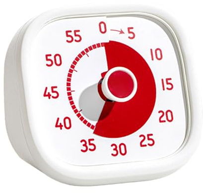 Temporizador visual, reloj de cuenta regresiva silenciosa, gestión del tiempo para niños, pantalla de disco rojo transparente, ideal para estudiar cocinar o trabajar, 3.94 x 3.74 x 1.97 pulgadas