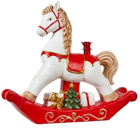 Magie di Natale Base per Albero di Natale Cavallo a Dondolo in poliresina per Decorazioni Natalizie (90 cm)