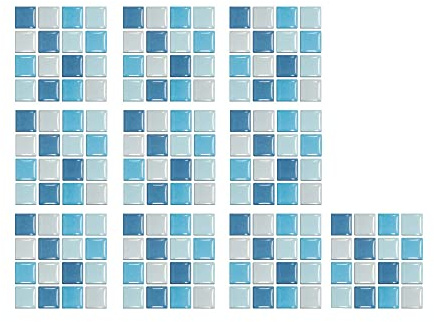Blausky 10 STK 15x15cm Fliesenaufkleber aus PVC,Quadrat Fliesensticker Selbstklebende Wandaufkleber 3D Wandpaneele Aufkleber Mosaik Stil Fliesenfolie Deko für Küche Esszimmer Bad,Farbe 13