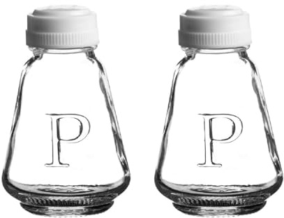 UNIQUE HOME LIVING Pepper Shaker Pots, Set of 2 Clear Glass Pepper Shakers with Plastic Lid, Condiment Dispenser for Kitchen, BBQ, Camping, Restaurant, Dishwasher Safe Seasoning Container Cruet Set