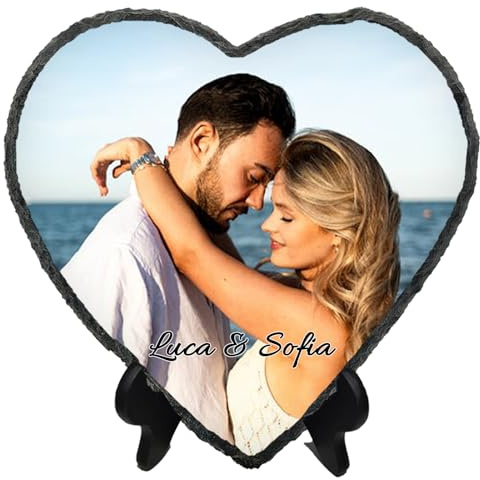 Personalisierter Bilderrahmen mit Ständer, herzförmiger Foto-Stein-Schiefer-Display-Ständer, kundenspezifisches Hochzeitsgeschenk für Frauen/Männer
