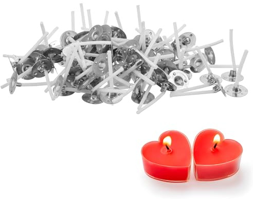 500Pcs Tea Light Candle Wicks, 1.02 inch Pre-Waxed Wick with Base, Pre-Waxed Tealight Wicks for Soy Wax Candle Making