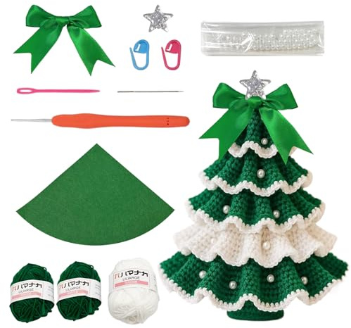exatta Häkel-Weihnachtsbaum-Set, DIY Crochet Christmas Tree mit Anleitung-B