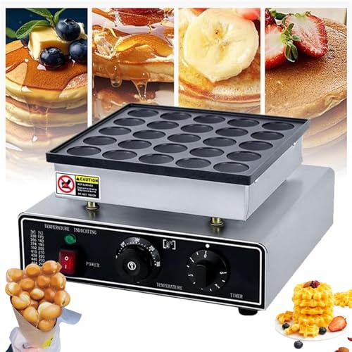 TYH Macchina per Waffle da 900 W, Controllo della Temperatura Regolabile 50-300 °C, Controllo Indipendente della Temperatura E del Tempo, con Mini Piastra per Pancake Antiaderente, Corpo in Acciaio