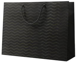 Inoverse Große Geschenktüten 37x25+11 cm 25 Stück, Geschenktaschen Schwarz | Premium mit Henkel, wiederverwendbar, Geschenktaschen groß, für Valentinstag, Hochzeit, für Geburtstag, Weihnachten, Anlässe