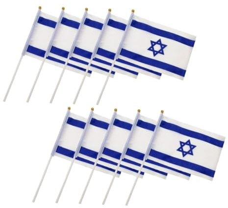 HIAKDOFT 10 pezzi Bandierine Israele in Poliestere Resistenti e Leggere per Decorazioni Festive e Uso Esterno per Casa e Eventi Nazionali