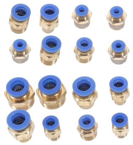 TOVINANNA Raccordi Rapidi Set 16 Pezzi in Abs e Rame per Tubo Aria Compressa Installazione Efficiente e Risparmio per Compressore e Chiodatrice