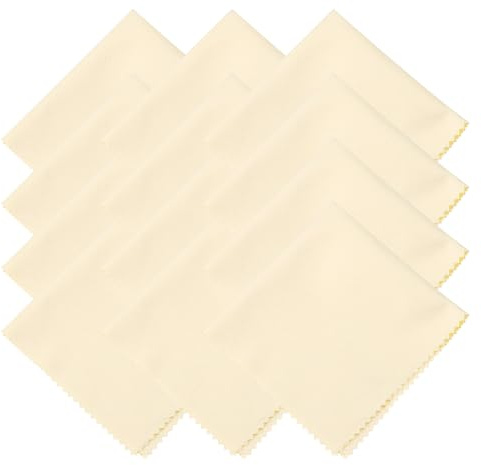 sourcing map 12 Pcs Microfiber Cleaning Cloth for Glasses, 11.8 x 11.8 Inch Eyeglass Cleaning Cloth, Glasses Cleaner Wipes for Electronics Lenses Screens Cameras Cell Phones, Beige