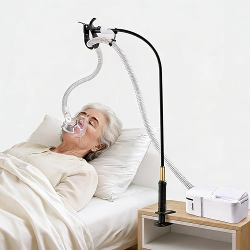 Tmefoy CPAP Schlauchhalter, Höhenverstellbar mit Schwenkbarem Arm, 360° Halterung, Robust & Verhedderungsfrei, für CPAP-Zubehör und Beatmungsgeräte