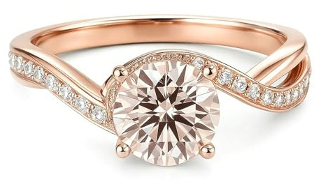 Whoiy Hochzeitsring Rotgold 750, Eheringe Elegant 18k Echtgold Moissanite 1.5ct Damenring Gr. 48 (15.3)