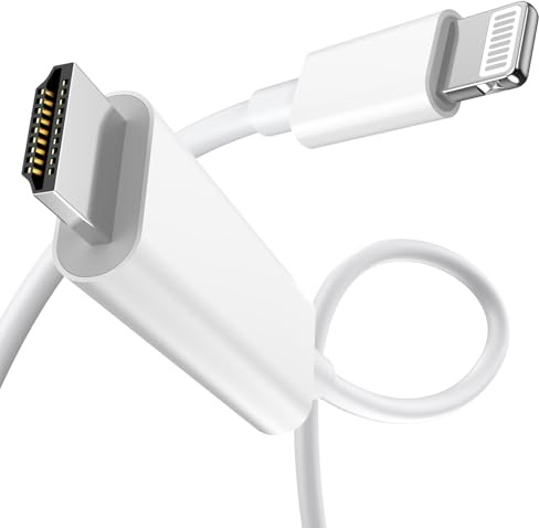 [Apple-MFi-zertifiziert] Lightning-auf-HDMI-Kabel-Adapter, 1080P Lightning auf Digital-AV-Adapter, Synchronisationsbildschirm-Kabel-Anschluss, kompatibel mit iPhone 14, 13, 12, 11 Pro Max, XS, XR, X
