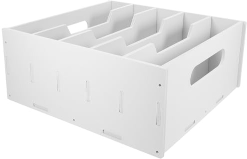 Lurrose Cash Drawer Tray 5-Compartment Cash Register Insert Tray with Lid 29cm Long White Multi-Grid Coin and Banknote Storage Box for Office and Retail Use