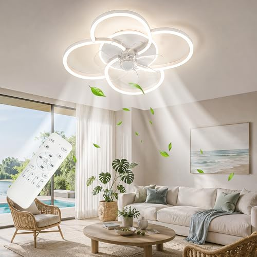 Baerolc Ventilador de Techo con Iluminación, 53CM 36W Lámpara de Techo con Ventilador LED Regulable Ventilador de Techo con luz 6 Velocidades Ventilador de Techo para Dormitorio Cocina Comedor