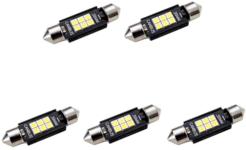 LED 12V Soffitten 39 mm Innenraum PKW Auto Ersatz Beleuchtung warmweiß kaltweiß weiß (kaltweiß, 5 Stück)