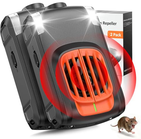 KITBEZN Marderschreck Auto, Marderabwehr mit Ultraschall, 12V Autobatterie, Marderschreck Auto Batteriebetrieben, Marderschutz für KFZ, Motorraum, Dachboden, Haus, Garten-2 Stück