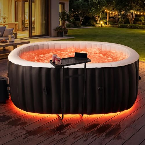 Aufblasbarer Whirlpool 2 Personen, LED In- Outdoor Hot Tub 190x120x65 cm