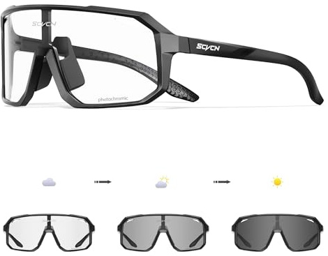 SCVCN Selbsttönend Fahrradbrille Photochromatische Herren Damen MTB S62 | Sportsonnenbrille Klar Radsport Radfahren Radbrille Laufen Volleyball Bergsteigen Golf Wandern