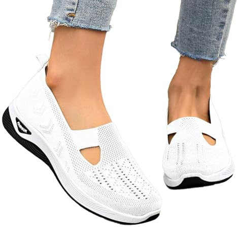 Lvnsdknerse Scarpe Ortopediche Donna - Estive Senza Lacci Scarpe Slip On da Corsa Camminare Comode Ginnastica Morbida Sneakers Traspiranti Leggere Antiscivolo Sneakers Diabetici Pianta Larga Sanitarie