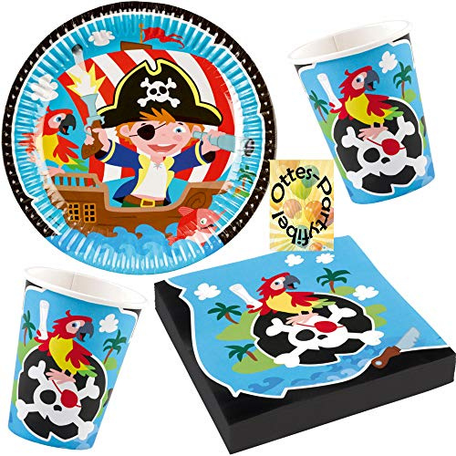 HHO Piraten-Party-Set Seeräuber-Party 36tlg. für 8 Gäste 8 Teller 8 Becher 20 Servietten