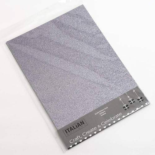 Lot de 10 feuilles de papier cartonné pailleté A4 250 g/m² Gris étain