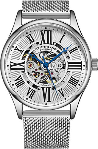 Stuhrling Original Herren-Automatikuhr mit Selbstaufzug und Edelstahl-Mesh-Armband