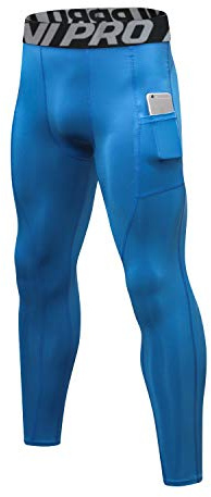 LNJLVI Kompressionsleggings för män baslager löpning tights sport fitnessbyxor, BLÅ, M